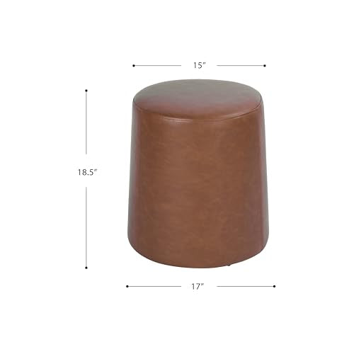 17" Organic Shape Ottoman - Chestnut Faux Leather