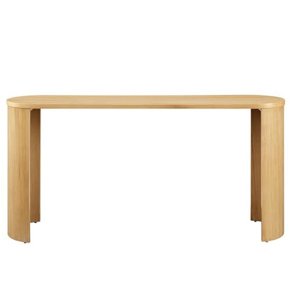 Aspect 60 Inch Oval Console Table in Oak with Reversible Arched Legs - Modern Oval Wood Narrow Entryway Table - Curved Profile Design Thin Sofa Table for Hallway or Living Room