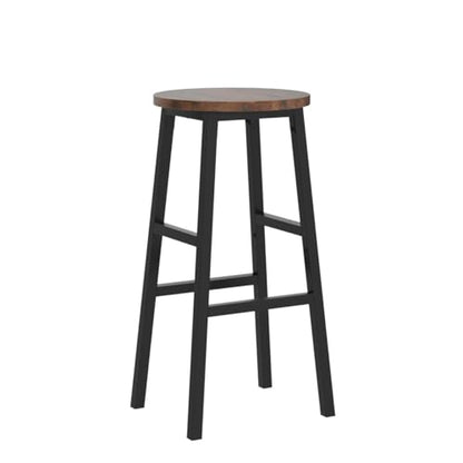 Bar Stools, Set of 2 Round Bar Chairs with Footrest, view 5