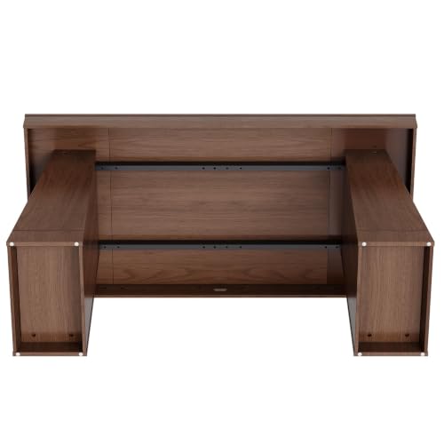 55" Executive Desk w/Power Outlets, Hidden Cabinet Home Office, Brown, view 4