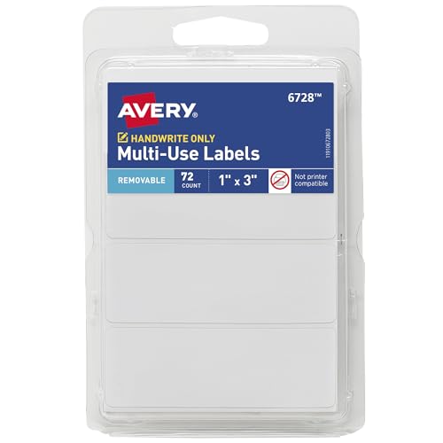 ® Multi-Use Removable Labels, 1" x 3", White, Non-Printable, view 2