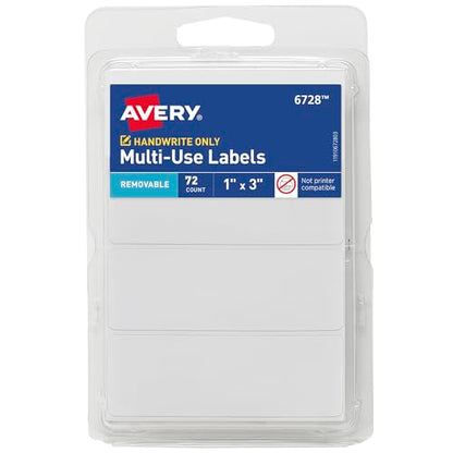 ® Multi-Use Removable Labels, 1" x 3", White, Non-Printable, view 2