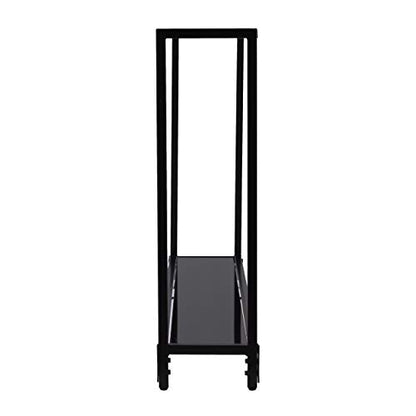 Bergen Narrow Metal Console Table, Dining Room With Open Concept Living Space Glam Style Powder-Coated Iron, Black