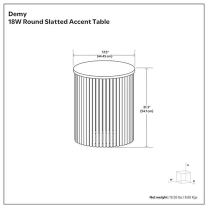 Demy Accent Table - 18 inch Wide Solid Mango Wood and Metal Round Side Table in Earthtone/Ebony, Modern End Table for Living Room or Bedroom with Slatted Base Design, Assembled