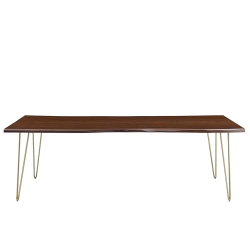 Ardor Dining Table 96 Inch Live Edge Acacia Wood Gold Walnut Finish Modern Kitchen Room Entertaining Home Furniture Quality Stylish Elegant Durable Refined Versatile
