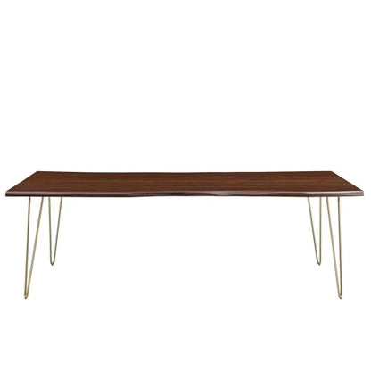 Ardor Dining Table 96 Inch Live Edge Acacia Wood Gold Walnut Finish Modern Kitchen Room Entertaining Home Furniture Quality Stylish Elegant Durable Refined Versatile