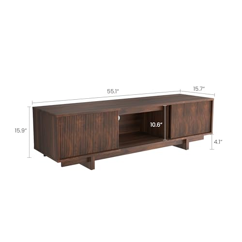 55" Mid Century TV Stand for 65 TVs Fluted, Walnut, view 4