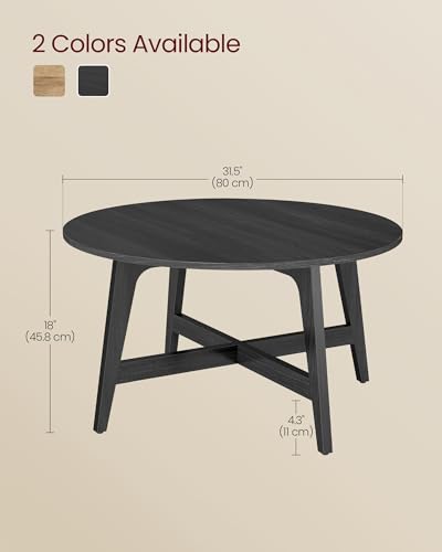 VASAGLE MAEZO Collection - Round Coffee Table, 31.5-Inch Center Table, Tapered Legs, Curved Transitions, Easy to Assemble, for Living Room, Charcoal Gray ULCT251BA01S