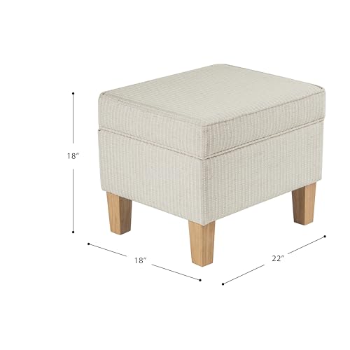 22" Modern Rectangular Storage Ottoman - White Woven Stripe