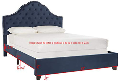 Home Beckham Contemporary Navy Velvet Bed, Full