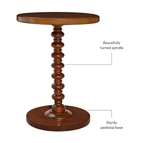 Powell Tarkin Round Hazelnut Turned Spindle Pedestal Side Accent Table