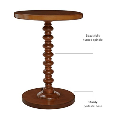 Powell Tarkin Round Hazelnut Turned Spindle Pedestal Side Accent Table