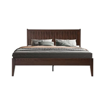King Size Solid Wood Platform Bed Frame with Headboard & Footboard, view 2