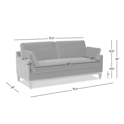 Jennifer Taylor Home Pasadena 75.5" Modern Living Room Farmhouse Performance Velvet Compact Sofa Couch for Small Spaces and Apartments in Olive Green