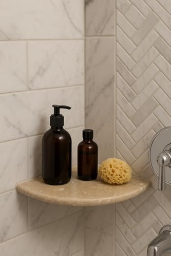 Premium Quality Durango Cream Filled and Honed Ivory Light Travertine Corner Shelf 9'' (1)