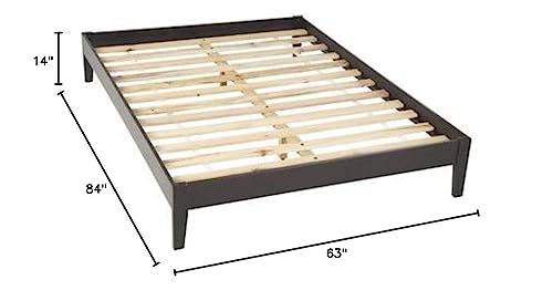 Solid Wood Platform Bed, Queen, Nevis Simple - Espresso