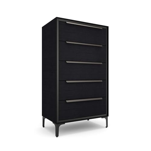 Naima 5-Drawer Premium Fabric Dresser for Bedroom, Waterproof, Black, view 3