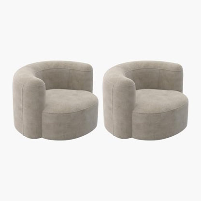 Mellow Tight Curved Back Accent Chairs Set of 2, Velvet Sofa