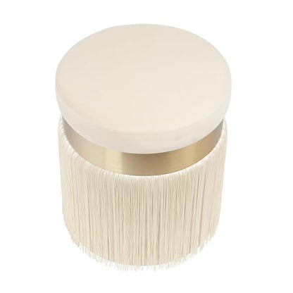 Tov Furniture Melody Tasseled Ottoman (Cream)