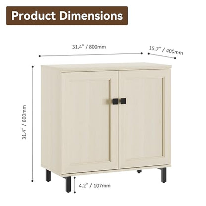 Multifunctional Buffet Sideboard Cabinet Farmhouse Modern Storage Cabinet with Adjustable Shelves for Kitchen, Coffee Bar, Living Room, Beige