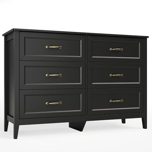 2-Piece Bedroom Furniture Set, 2-PC Dresser Set for Bedroom, Includes a 5 Drawer Dresser and a 6 Chest of Drawers, with Smooth Rail, Handles, Anti-Tipping, Large Storage Space, Black