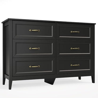 2-Piece Bedroom Furniture Set, 2-PC Dresser Set for Bedroom, Includes a 5 Drawer Dresser and a 6 Chest of Drawers, with Smooth Rail, Handles, Anti-Tipping, Large Storage Space, Black