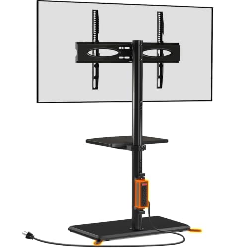 Floor TV Stand with Power Outlet for 32-70 inch TV up to 88 lbs, view 3