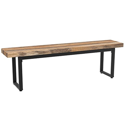 59" Farmhouse Dining Bench Pair 2, Wooden Bench Seat Kitchen Table, Brown, view 5