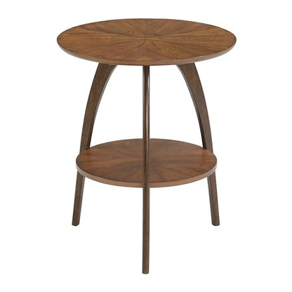 Retro Modern Solid Grain Side Table in Nutmeg and Espresso for Living Room, view 8