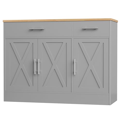 42" Buffet Cabinet with Storage, Kitchen Barn Door Cabinet, view 2