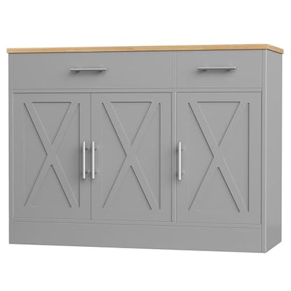 42" Buffet Cabinet with Storage, Kitchen Barn Door Cabinet, view 2