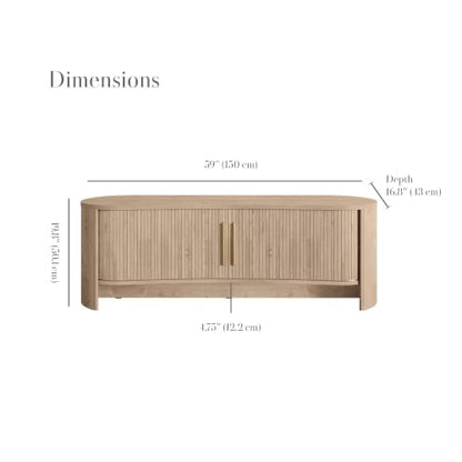 OVE Decors Sarah 59" Modern Media Console in Light Oak, Gold Hardware, view 3