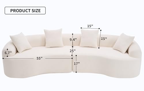 Curved Chenille Modular Sectional Couches with Pillows, 4 Seater Oversized Upholstered Luxury Plush Cloud Sofa for Living Room Apartment, Full Compression Sponge