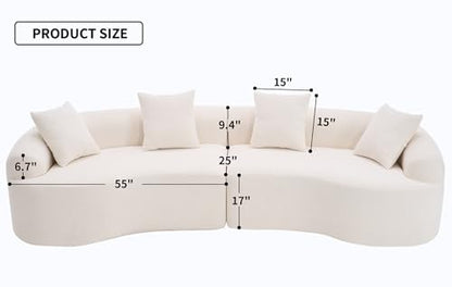Curved Chenille Modular Sectional Couches with Pillows, 4 Seater Oversized Upholstered Luxury Plush Cloud Sofa for Living Room Apartment, Full Compression Sponge