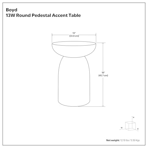 Boyd Accent Table - 13 inch Wide Solid Mango Wood Round Side Table in Honey Earthtone, Contemporary Sculptural End Table for Living Room or Bedroom with Natural Grain Finish, Assembled