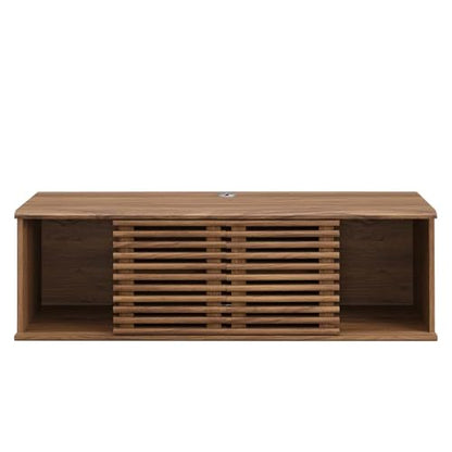 Render 46" Mid-Century Modern Wall Mount Media Console TV Stand, 46 Inch, Walnut, view 4