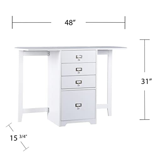 Drop-Leaf Desk w/Storage, White