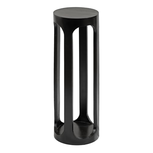 Dahl Modern Wooden Round Drink Table; 8 x 23; Black; Transitional Circle Wood Accent Pedestal Table for Living Room Plant Stand or Small Bedroom Nightstand