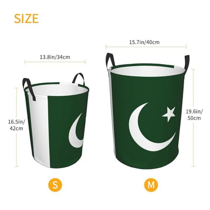Pakistan flag print circular laundry hamper, view 4