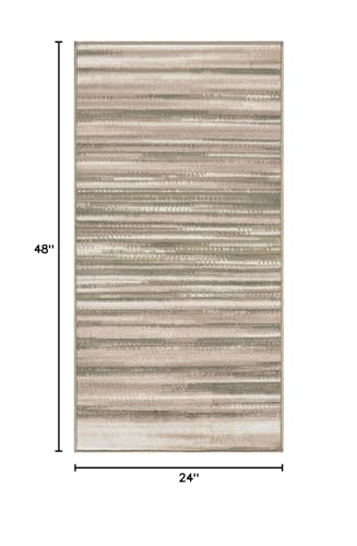 Home Jubilant Green Ivory 2' x 4' Area Rug - Easy Clean, Non Shedding, Bed Room, Living Room, Dining Room, Kitchen (2' x 4')