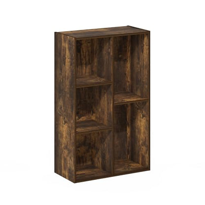 LUDER Book Shelf, 5-Cube Bookshelf, Reversible Bookcase, 9.4 x 19.5 x 31.5, Easy Assembly, for Living Room, Bedroom, Home Office, Amber Pine