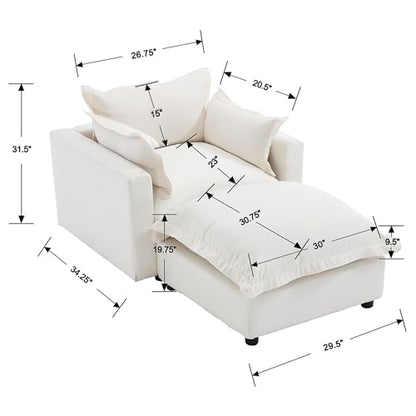 Modern Sofa Chair for Living Room Cloud Chaise Longue for Reading Corner Single, view 3