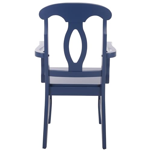 SAFAVIEH Home Collection – Hannelore Solid Wood Dining Arm Chair, Dark Blue Finish, Classic Transitional Seating Design (DCH6907D)