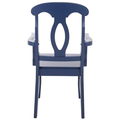 SAFAVIEH Home Collection – Hannelore Solid Wood Dining Arm Chair, Dark Blue Finish, Classic Transitional Seating Design (DCH6907D)