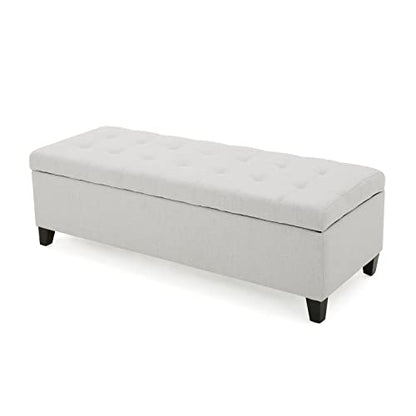 Mission Fabric Storage Ottoman, Light Grey