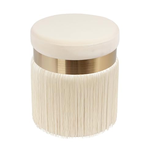 Tov Furniture Melody Tasseled Ottoman (Cream)