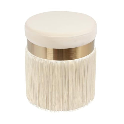Tov Furniture Melody Tasseled Ottoman (Cream)