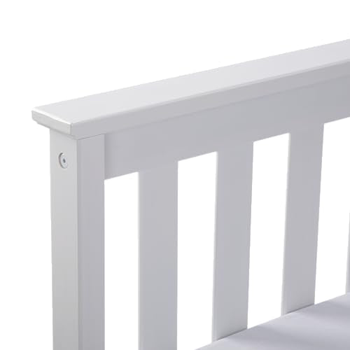 Solid Wood Queen Bed Frame, Platform Bed with Headboard, White