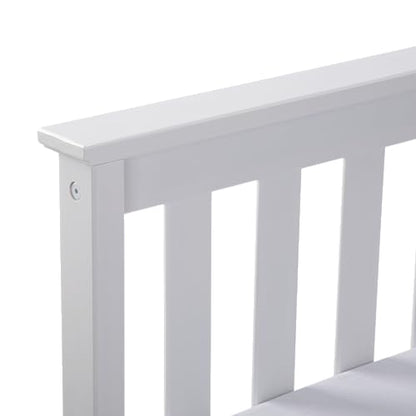 Solid Wood Queen Bed Frame, Platform Bed with Headboard, White