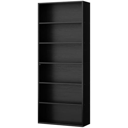 Bookshelf,6-Tier Open Bookcase and Bookshelves,6 Shelf Display Storage Shelves Floor Standing 70.6 inches Tall Bookcase for Home Office, Living Room (Black)
